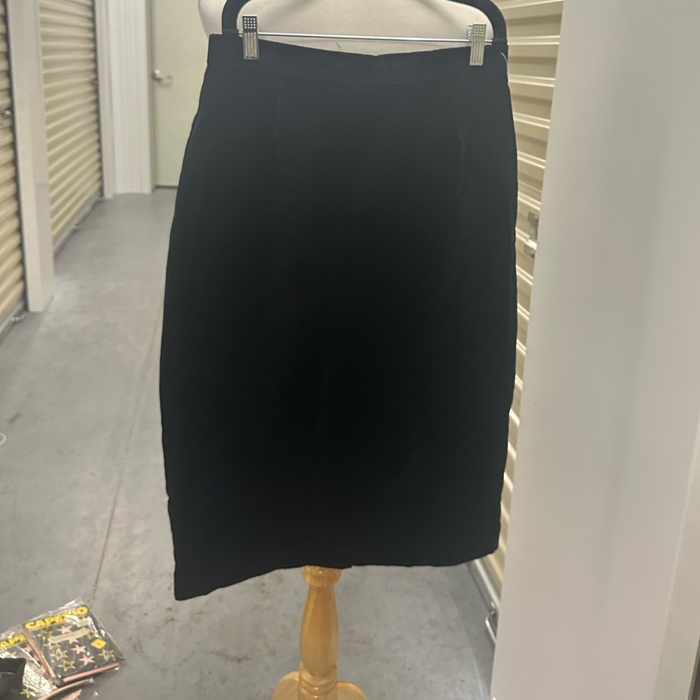 Vintage Debut Classic Cotton Velvet Black Pencil Skirt